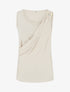 Top sans manches effet drapé à bretelle bijou - Beige - 1