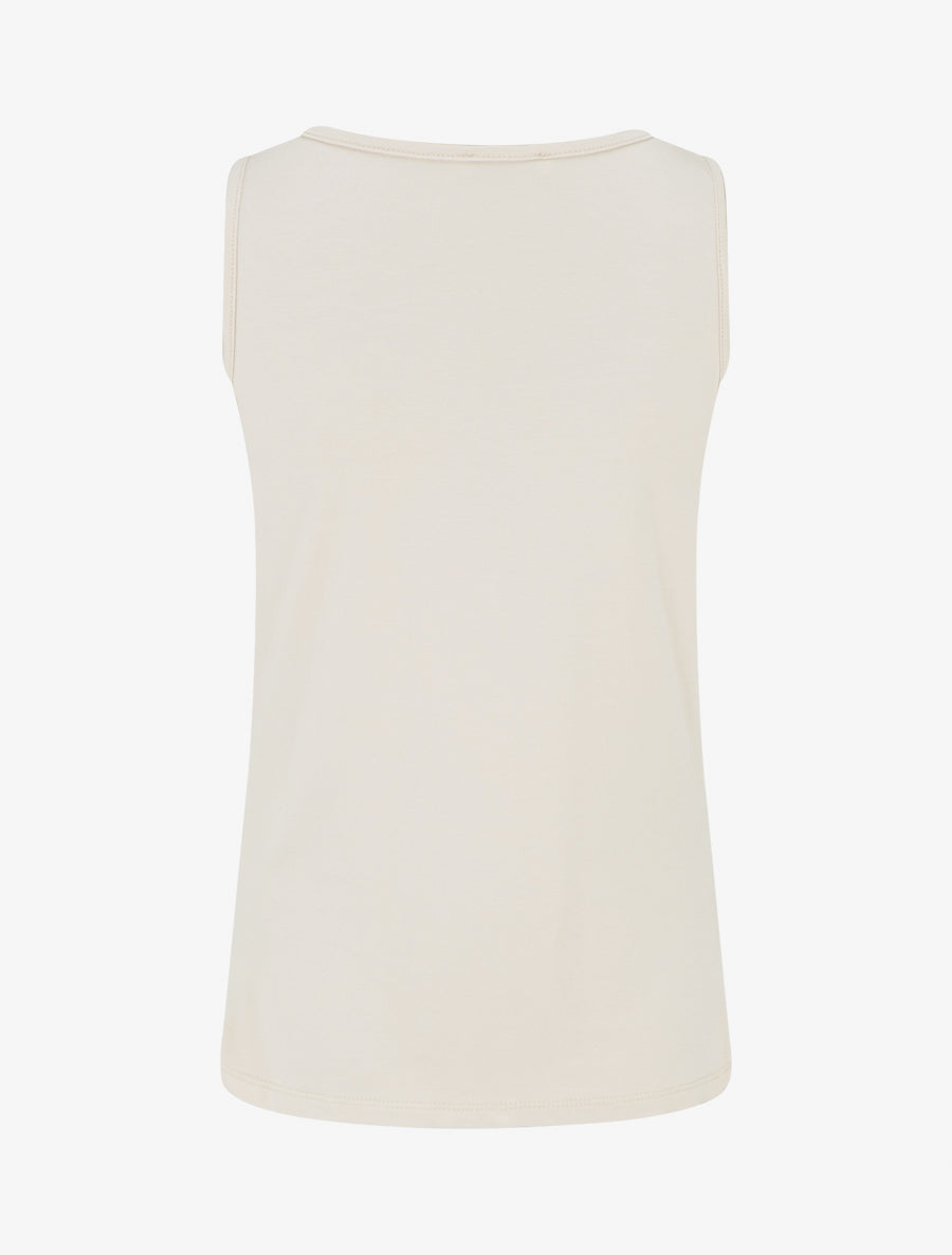 Top sans manches effet drapé à bretelle bijou - Beige - 2