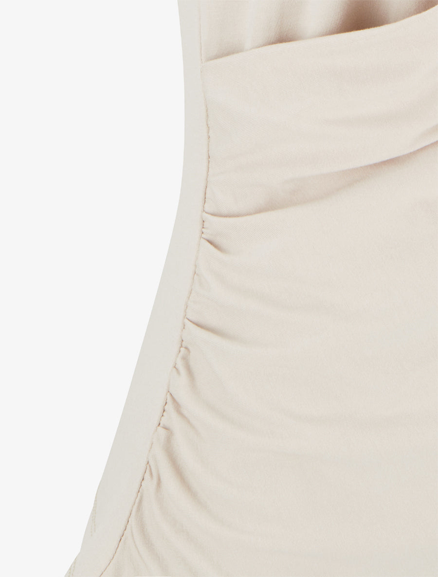 Top sans manches effet drapé à bretelle bijou - Beige - 3
