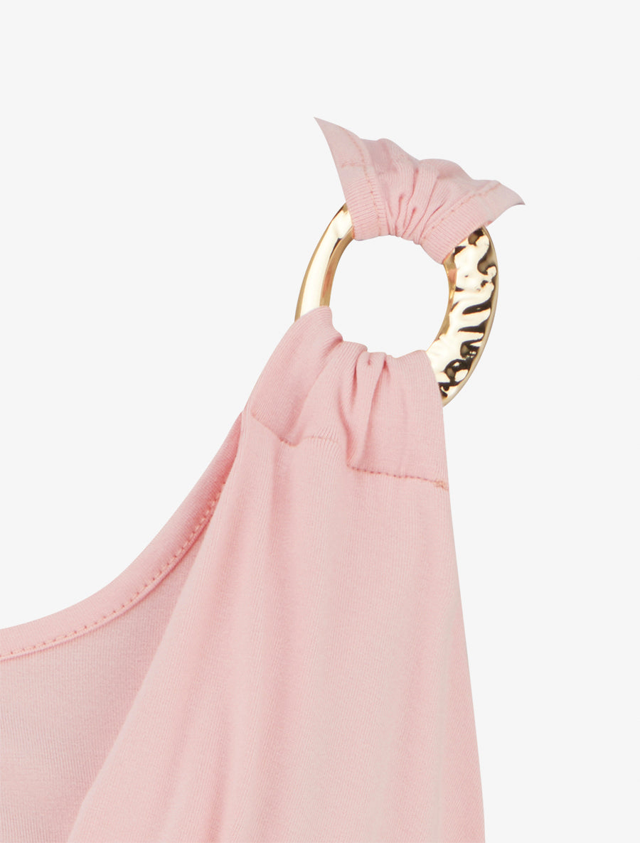 Top sans manches effet drapé à bretelle bijou - Rose - 3