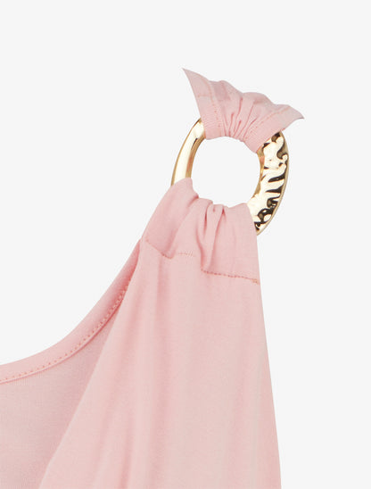 Top sans manches effet drapé à bretelle bijou - Rose - 3