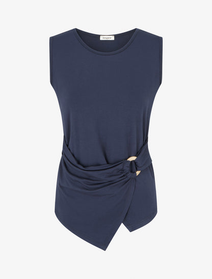 Top uni sans manches à anneau - Marine - 1