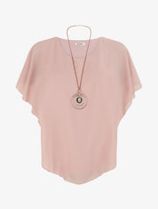 Top droit fluide en voile - Rose - 1