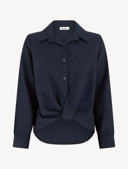 Chemisier noué asymétrique - Marine - 1