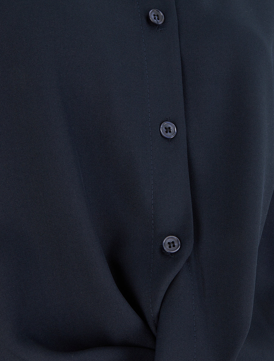 Chemisier noué asymétrique - Marine - 3