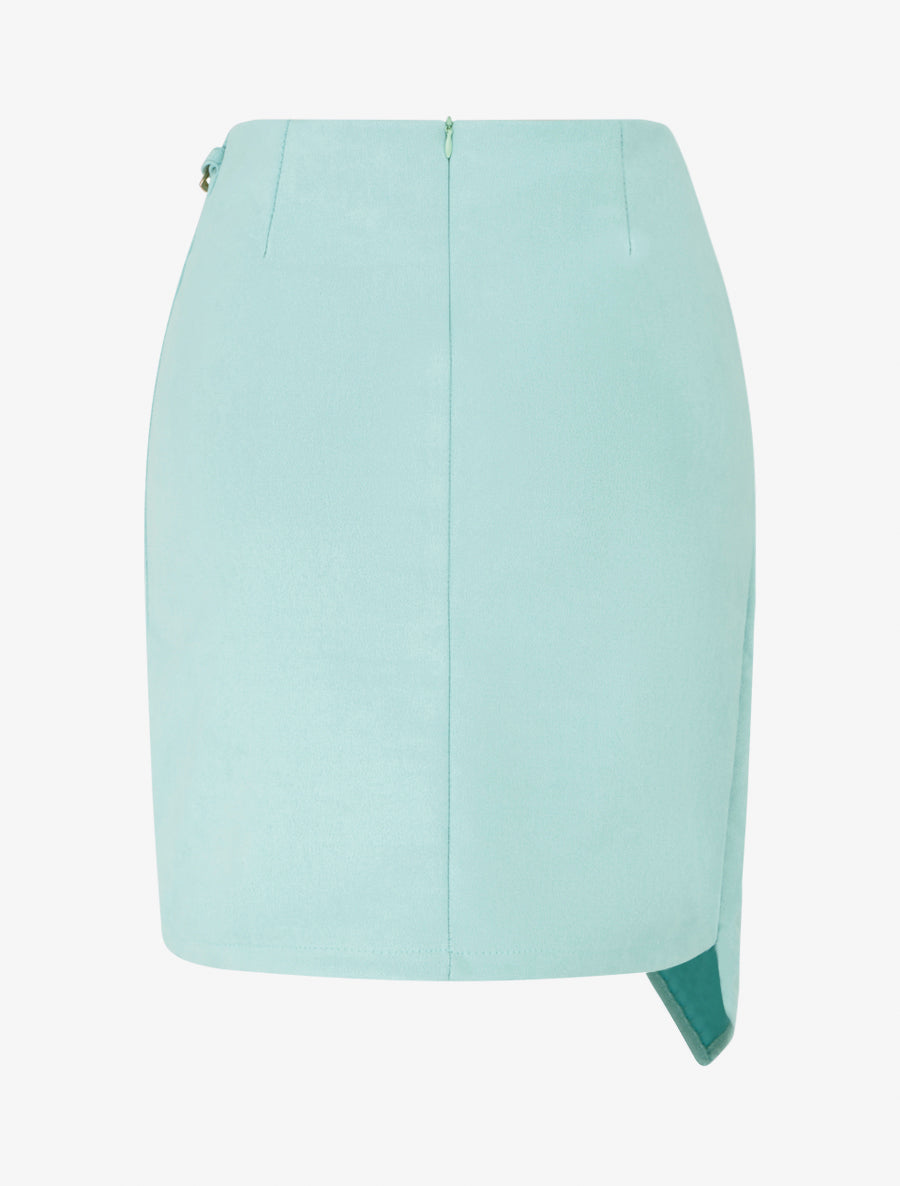 Mini-jupe portefeuille en suédine - Vert d&