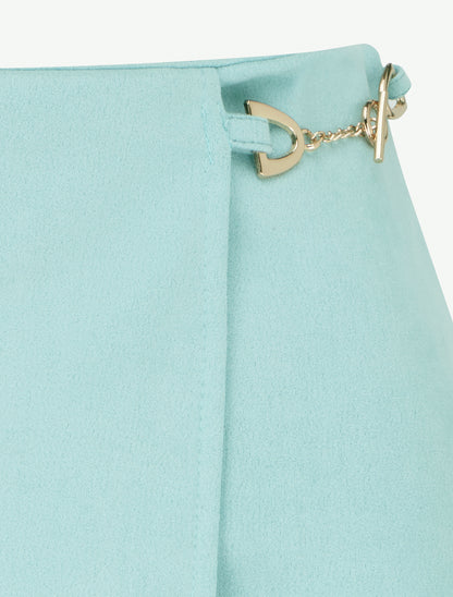 Mini-jupe portefeuille en suédine - Vert d&