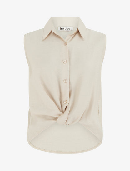 Top fluide effet noué - Beige - 1