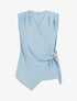 Top croisé à empiècement bijou - Bleu ciel - 1