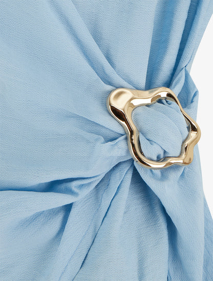 Top croisé à empiècement bijou - Bleu ciel - 3