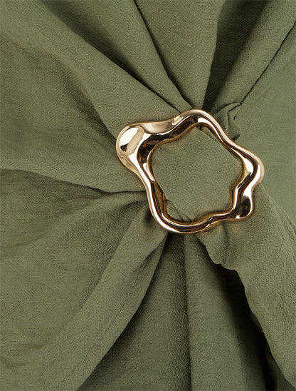 Top croisé à empiècement bijou - Kaki - 3