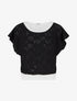 Top uni ajouré à manches courtes - Noir - 1