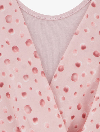 Top imprimé petits ronds à manches volantées - Rose - 3