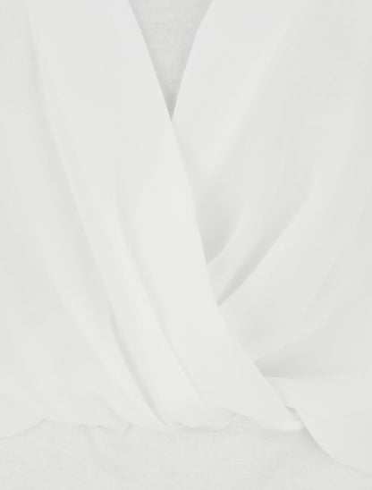 Top uni à manches volantées - Blanc - 3