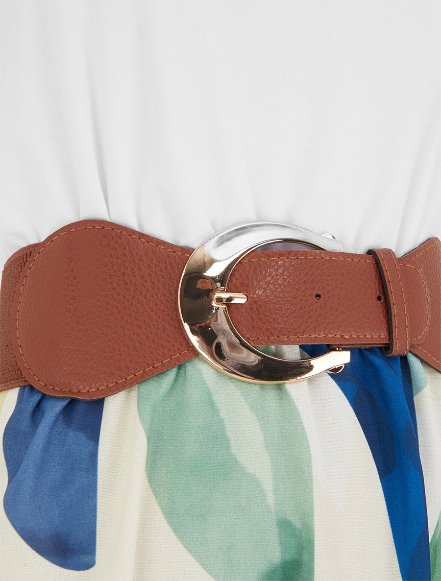 Robe imprimé fantaisie à bretelles en simili - Marine - 3