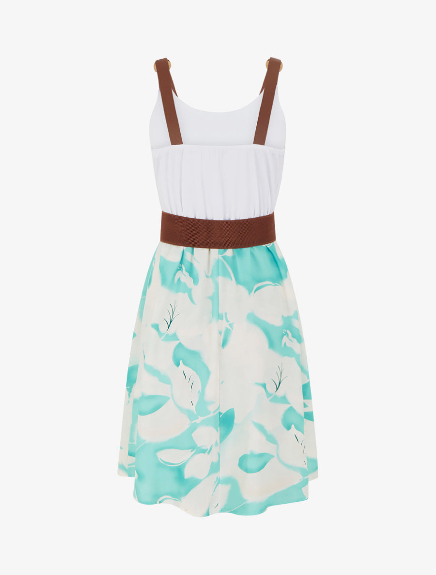 Robe mi-longue à bretelles en simili - Vert menthe - 2