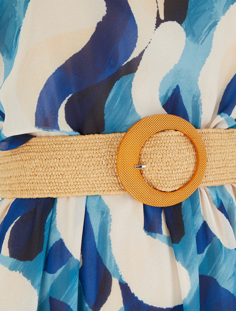 Robe à mancherons volantés imprimé fantaisie - Marine - 3