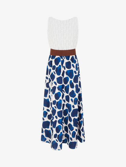 Robe longue à imprimé girafe et bretelles simili - Marine - 2