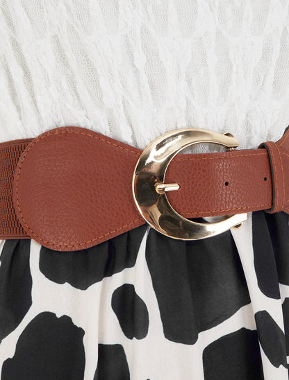 Robe longue à imprimé girafe et bretelles simili - Noir - 3