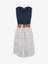 Robe coupe évasée imprimé pois fantaisies - Marine - 1
