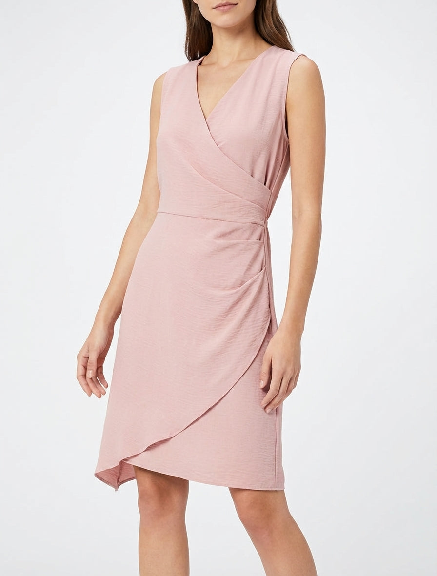 Ärmelloses Wickelkleid - Rose