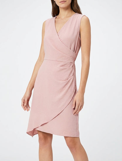 Ärmelloses Wickelkleid - Rose