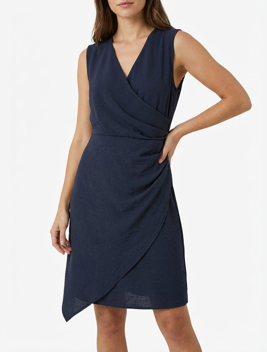 Ärmelloses Wickelkleid - Marine