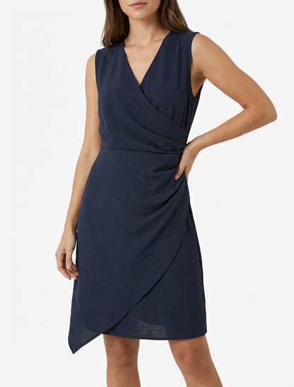 Ärmelloses Wickelkleid - Marine