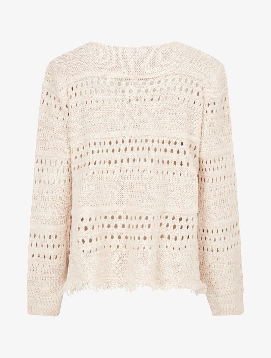 Gilet en maille ajourée à 1 bouton - Taupe - 2