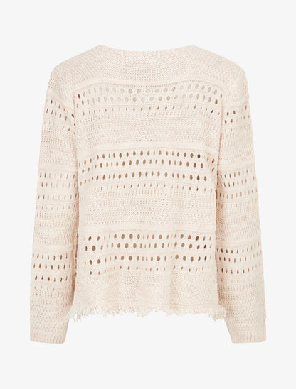 Gilet en maille ajourée à 1 bouton - Taupe - 2