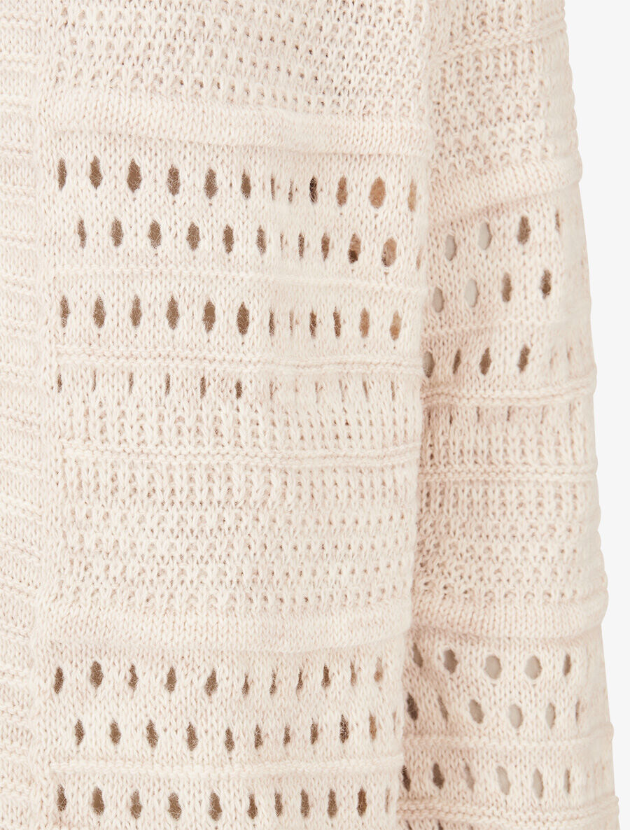 Gilet en maille ajourée à 1 bouton - Taupe - 3