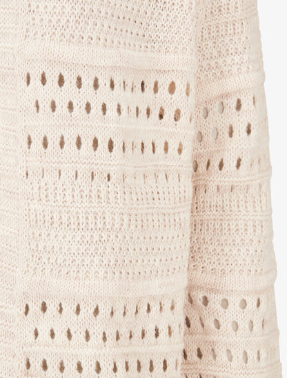 Gilet en maille ajourée à 1 bouton - Taupe - 3