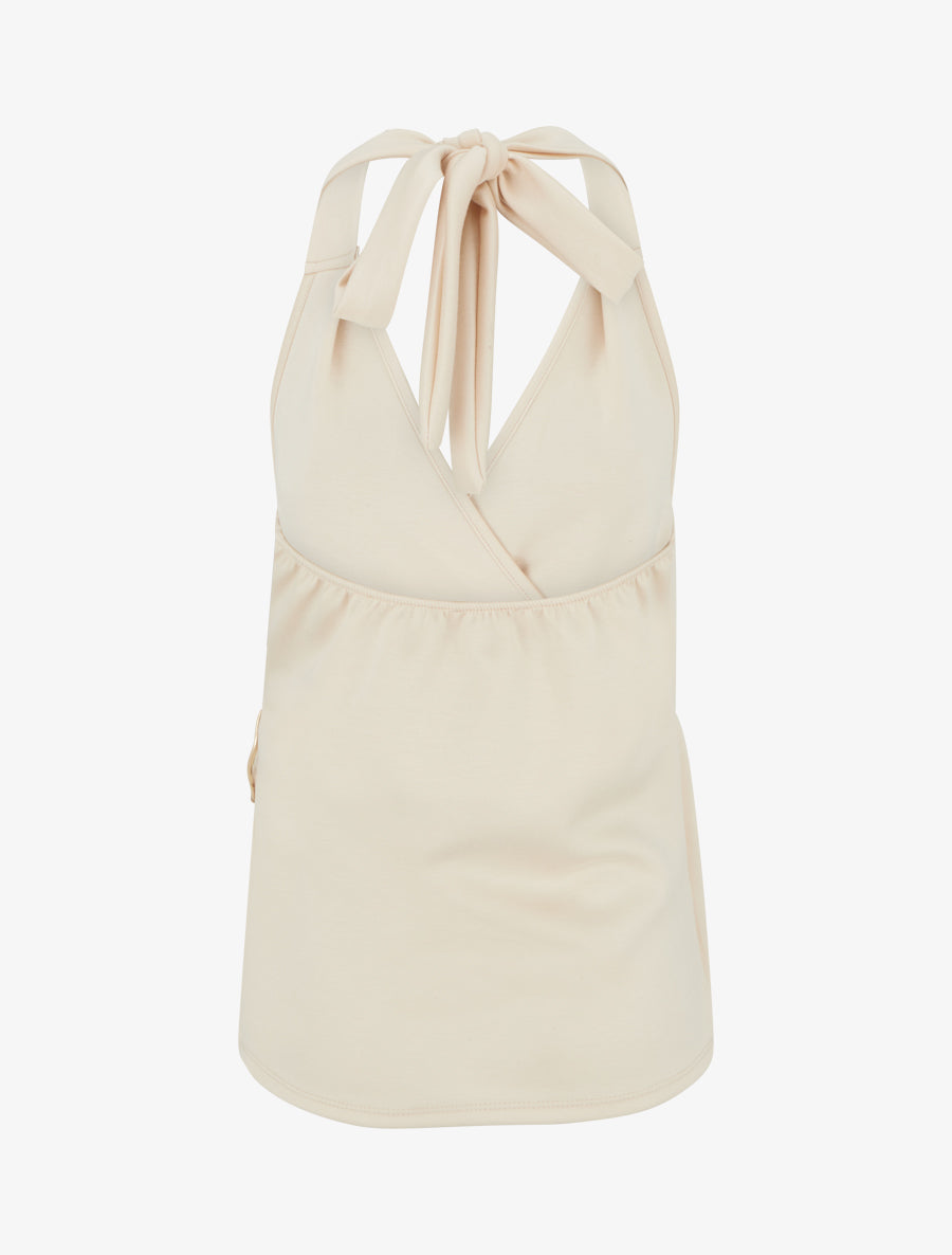 Top à dos nu et empiècement bijou - Beige - 2