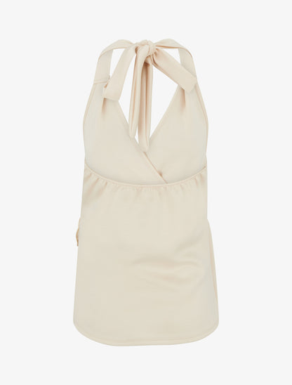 Top à dos nu et empiècement bijou - Beige - 2