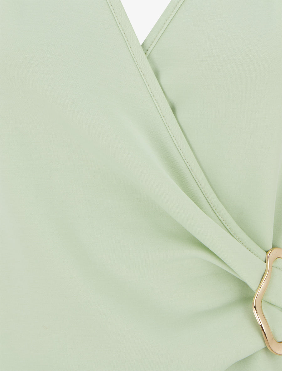 Top à dos nu et empiècement bijou - Vert pomme - 3