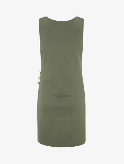 Robe ajustée à boutons décoratifs - Kaki - 2