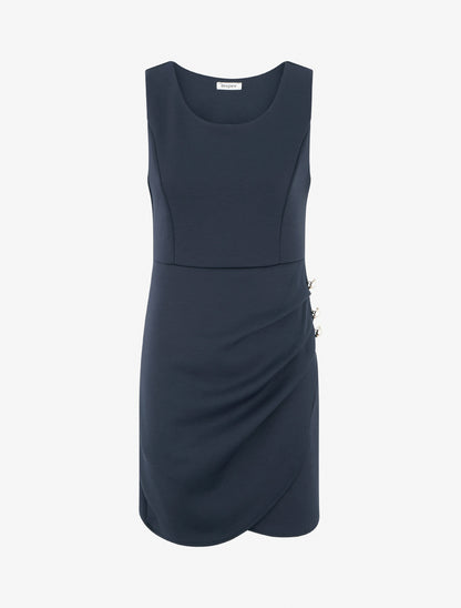 Robe ajustée à boutons décoratifs - Marine - 1