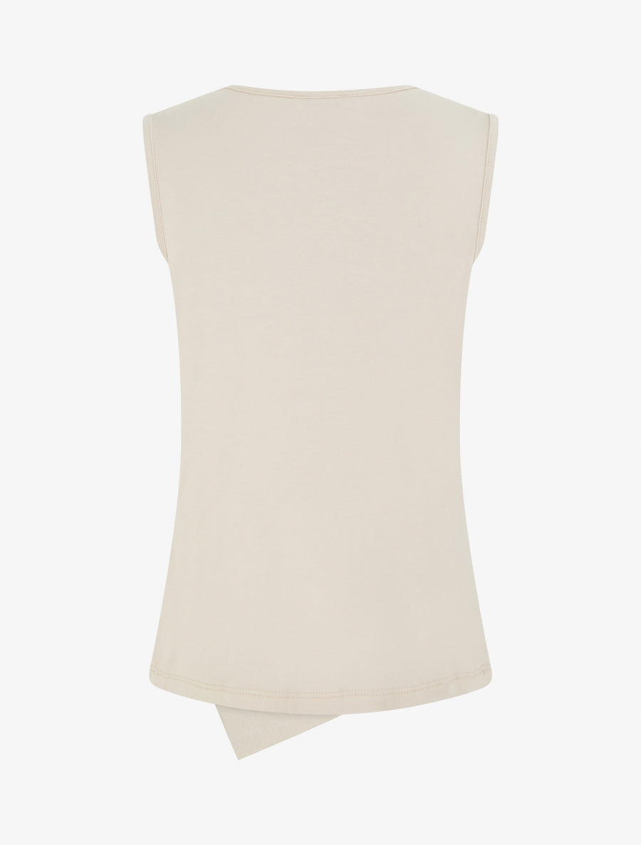 Top uni sans manches à col rond - Beige - 2