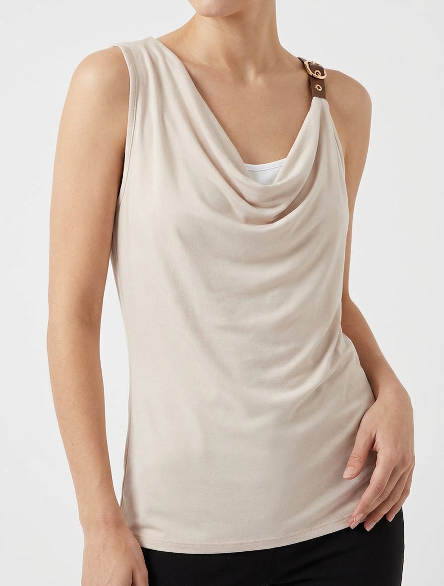 Trägertop aus Kunstleder - Beige