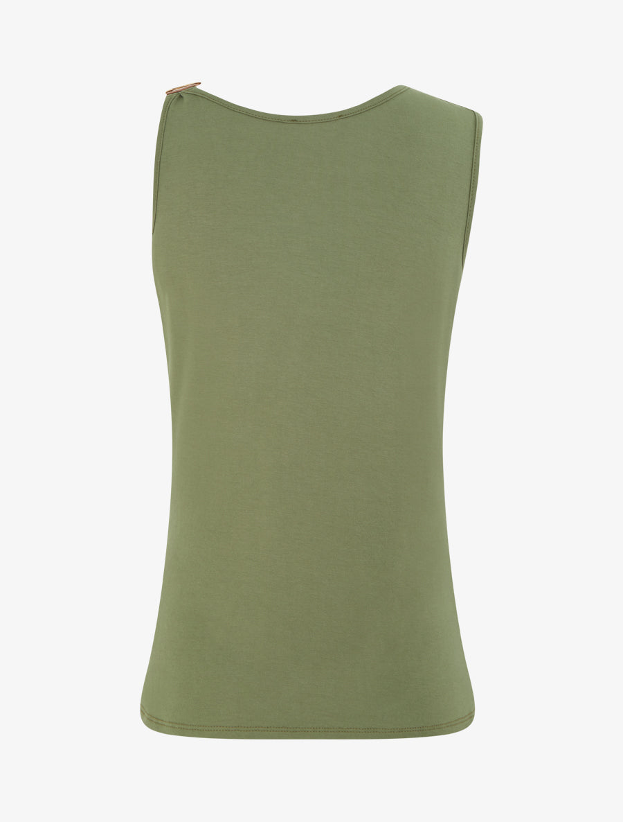 Top fluide à bretelle en simili - Kaki - 2