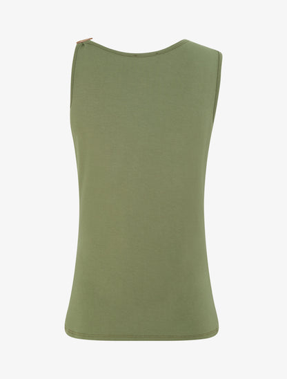 Top fluide à bretelle en simili - Kaki - 2