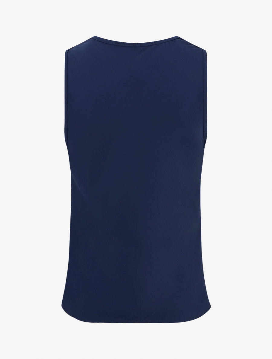 Top sans manches à col bénitier et dentelle - Marine - 2