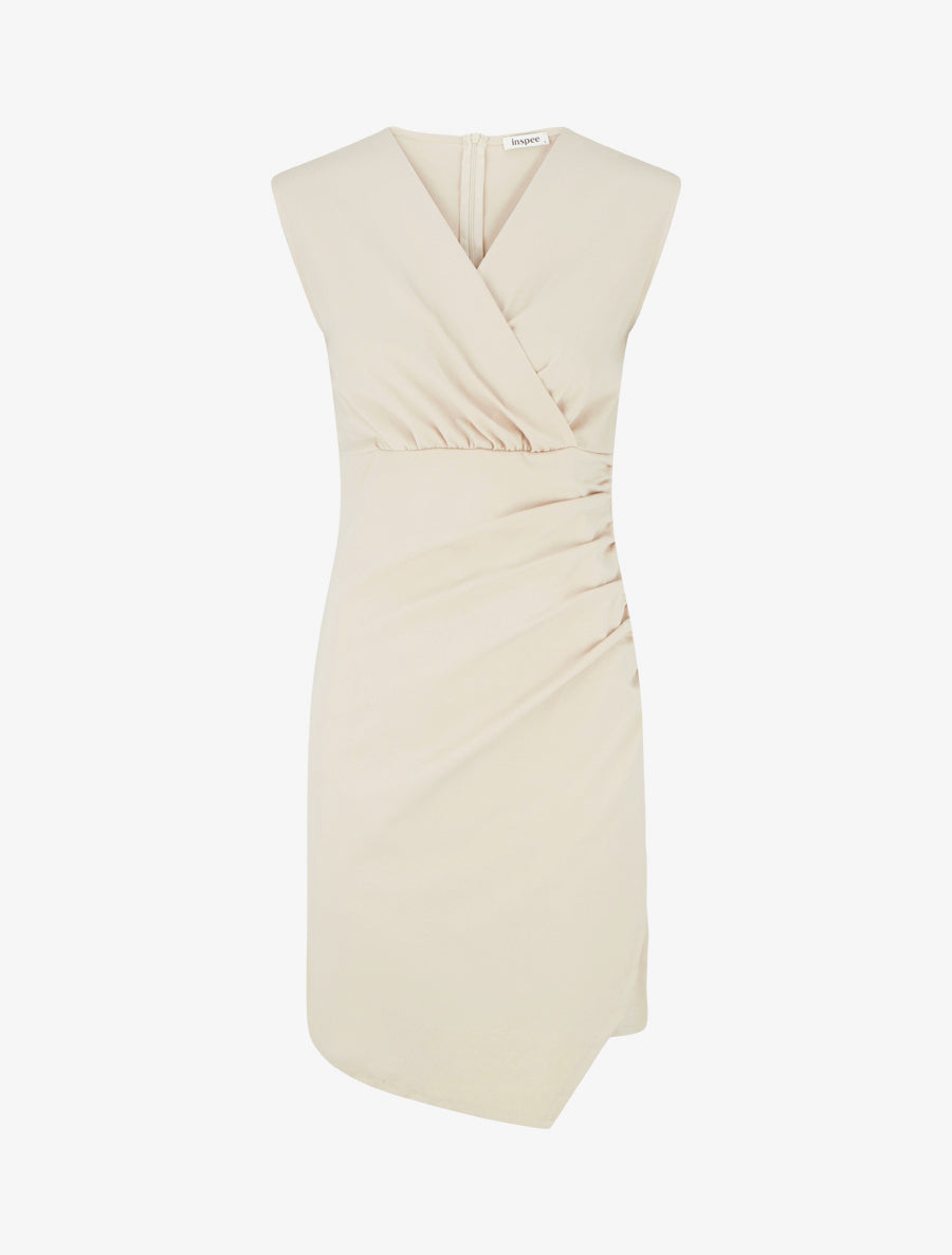 Robe sans manches unie style portefeuille - Beige - 1