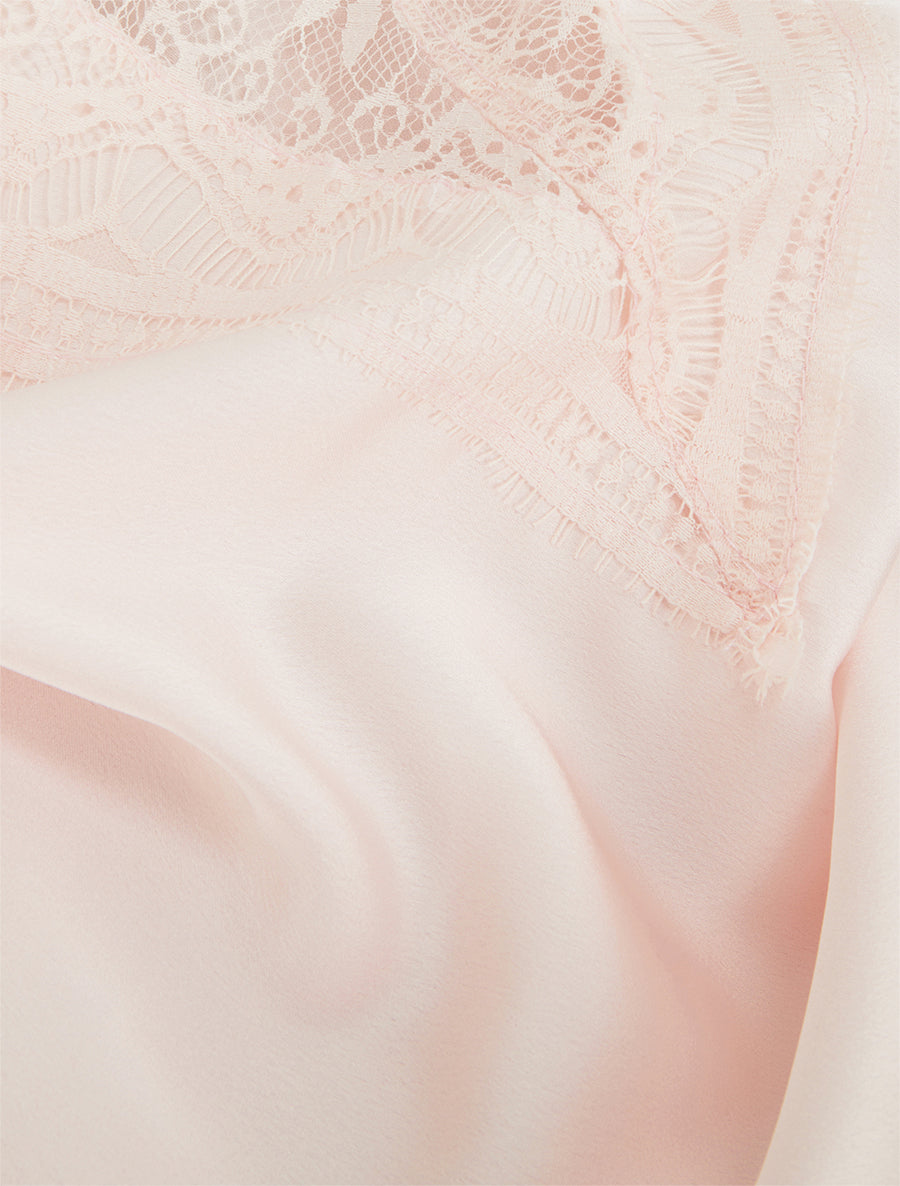 Caraco satiné à dos en dentelle - Rose pâle - 3
