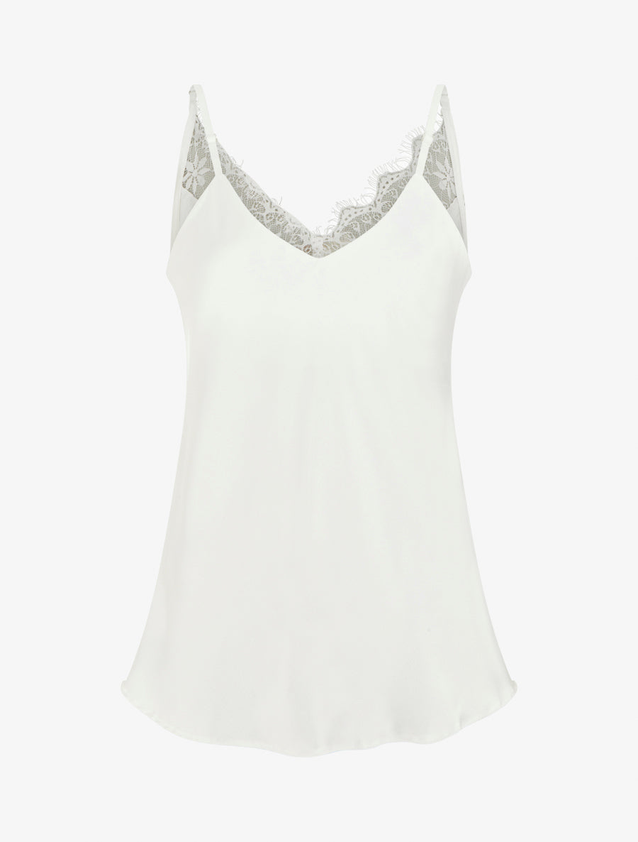 Caraco satiné à dos en dentelle - Blanc - 1