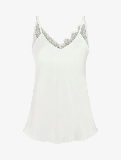 Caraco satiné à dos en dentelle - Blanc - 1