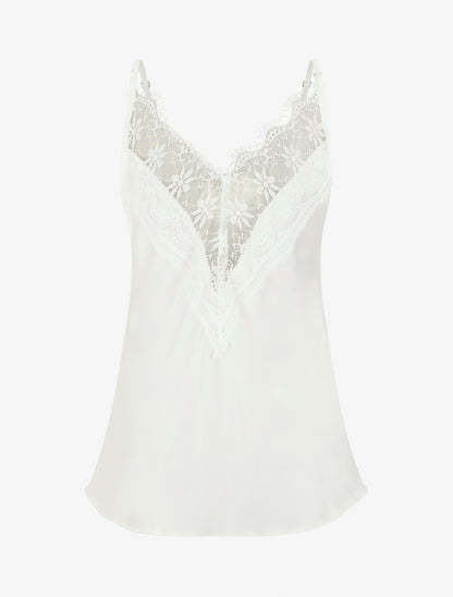 Caraco satiné à dos en dentelle - Blanc - 2