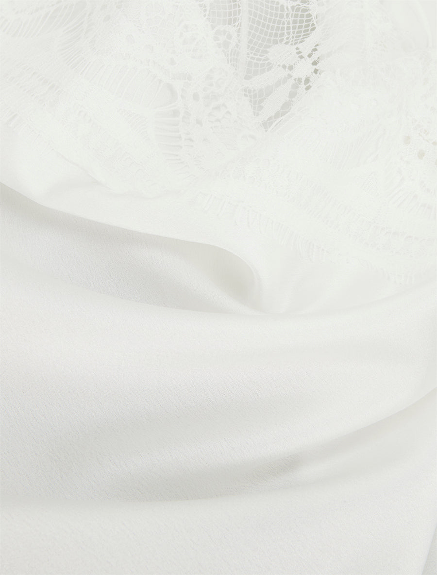 Caraco satiné à dos en dentelle - Blanc - 3