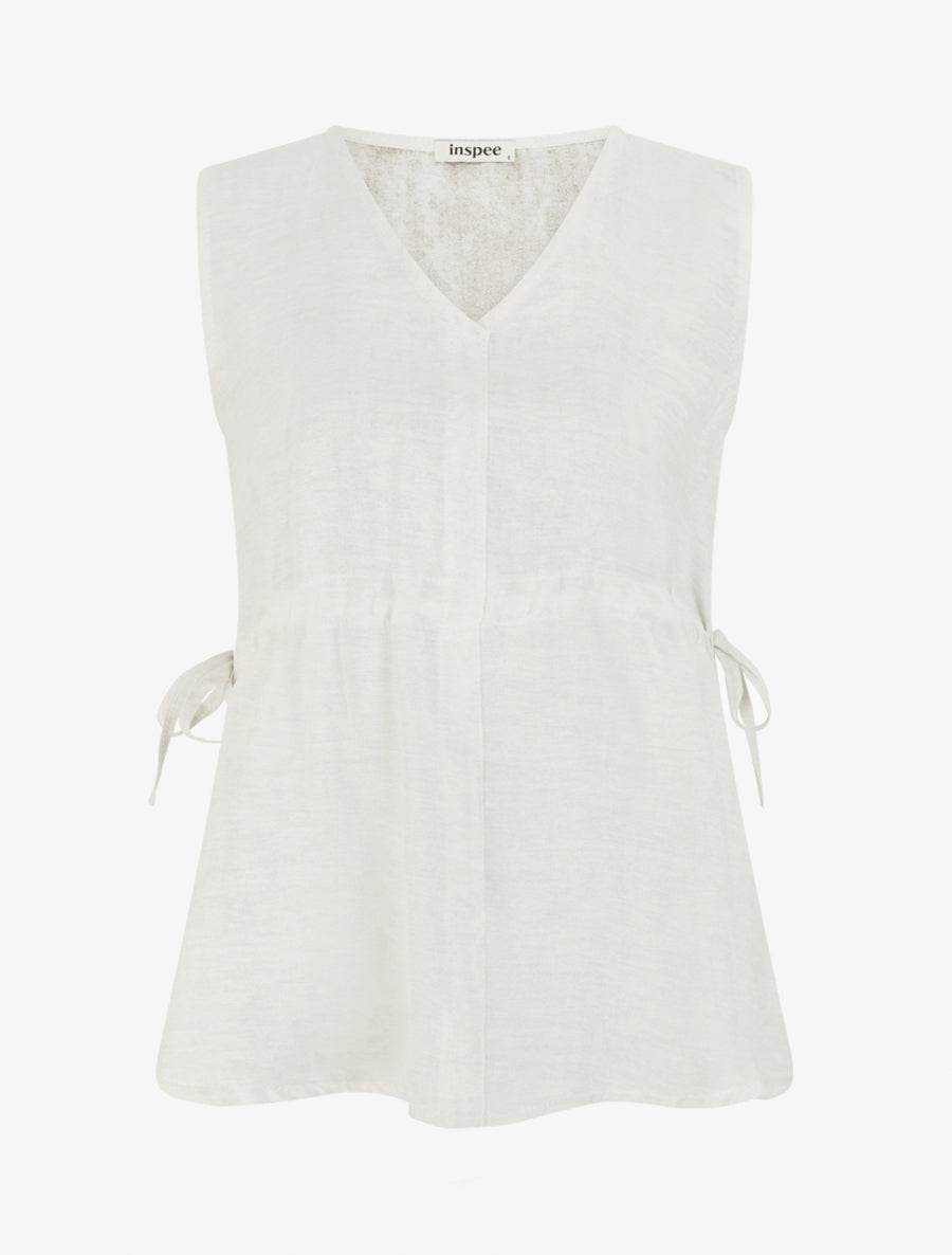 Top fluide à col V - Blanc cassé - 1