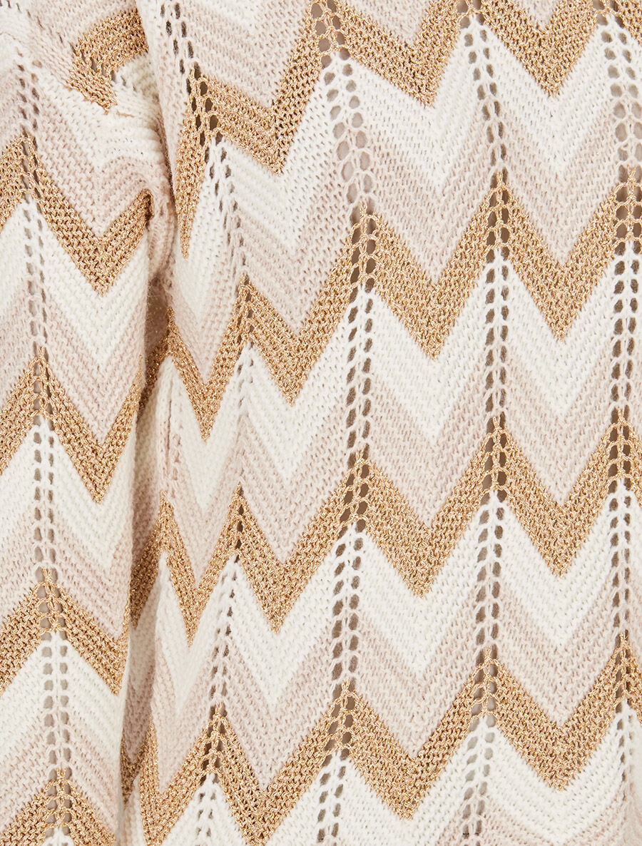 Pull imprimé zig-zag dorés - Beige - 3